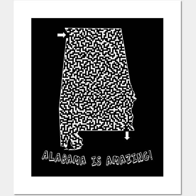 Alabama is Amazing! Alabama Shaped Maze Wall Art by gorff